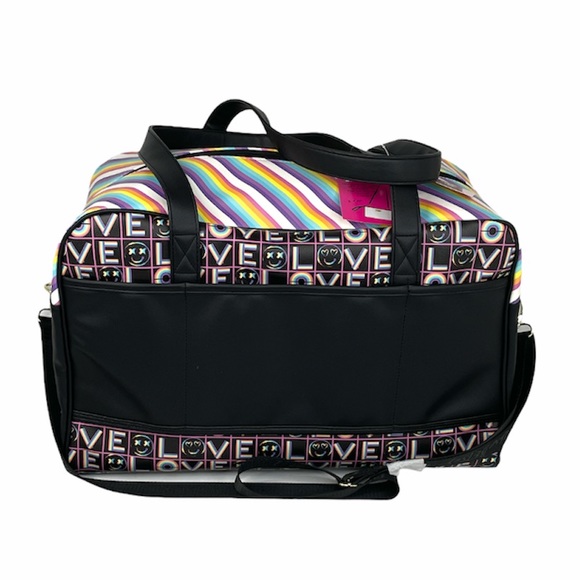 Betsey Johnson Love Weekender and Crossbody Black Rainbow - Picture 2 of 11